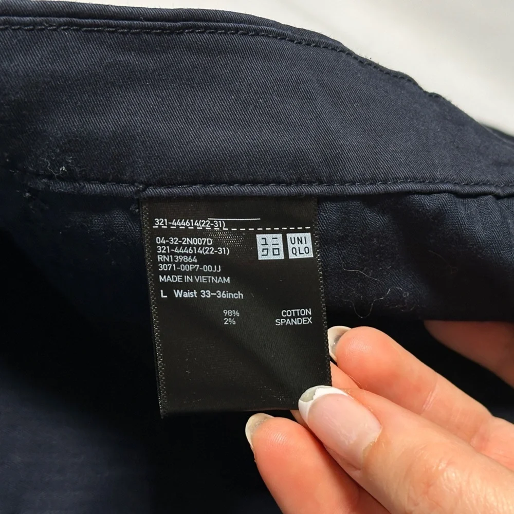 Uniqlo mens chino shorts stretch cotton modern fit drawstring waist navy L - Picture 6 of 7
